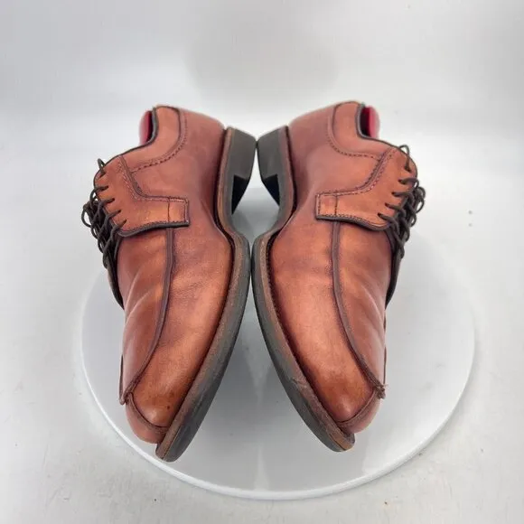 Allen Edmonds Stockbridge Men Size 10D Brown Leather Split Toe Derby Dress Shoes