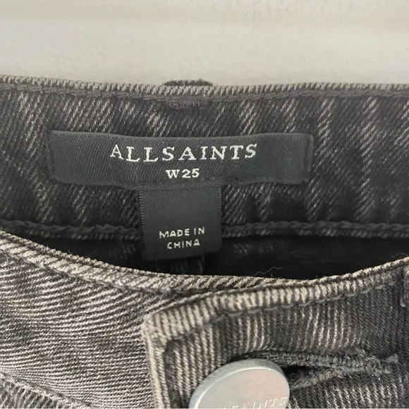 ALLSAINTS Astrid Fray Shorts in Washed Black W036EA Women’s Size 25 Boho