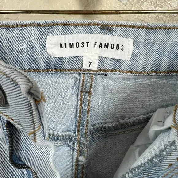 Almost Famous Distress Jeans 90's Flare Women's size 7 boho bell boots