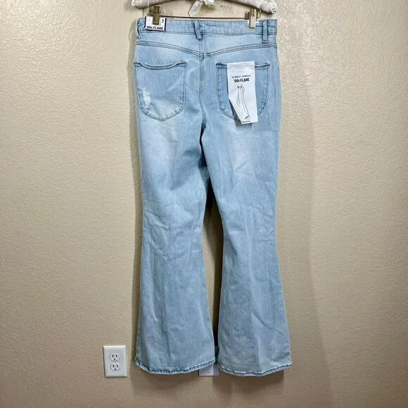 Almost Famous Distress Jeans 90's Flare Women's size 7 boho bell boots