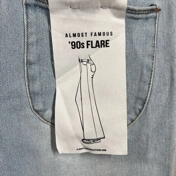 Almost Famous Distress Jeans 90's Flare Women's size 7 boho bell boots