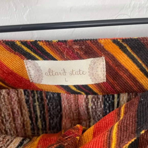 Altar'd Striped Utility Rock Country Corduroy Sunset Boho Festival Mini Skirt
