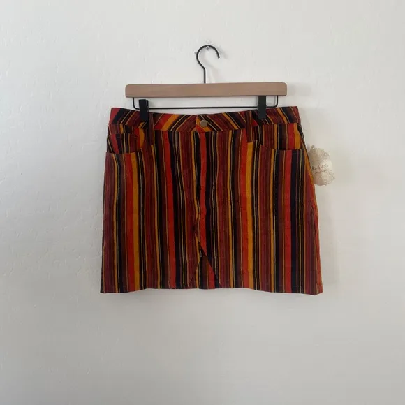 Altar'd Striped Utility Rock Country Corduroy Sunset Boho Festival Mini Skirt