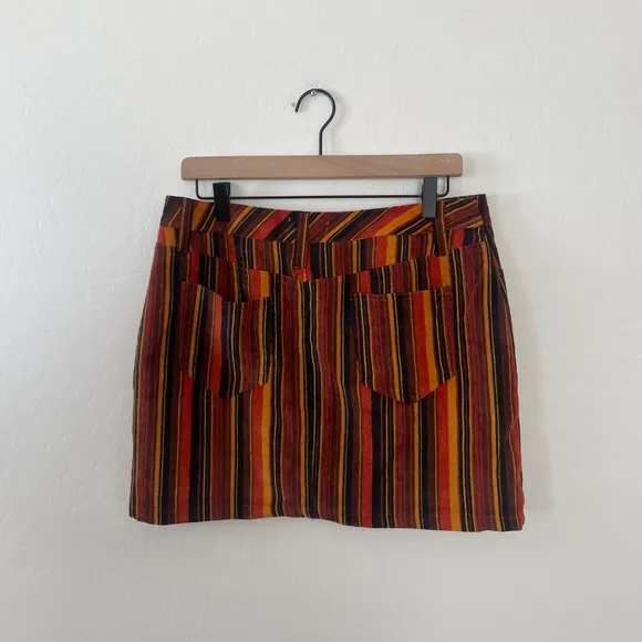 Altar'd Striped Utility Rock Country Corduroy Sunset Boho Festival Mini Skirt
