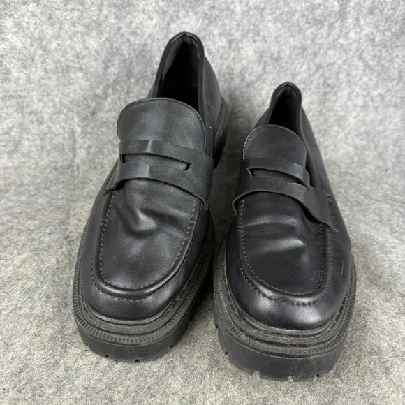American Eagle Chunky Loafers Womens 11 Black Platform Shoes Academia Lug