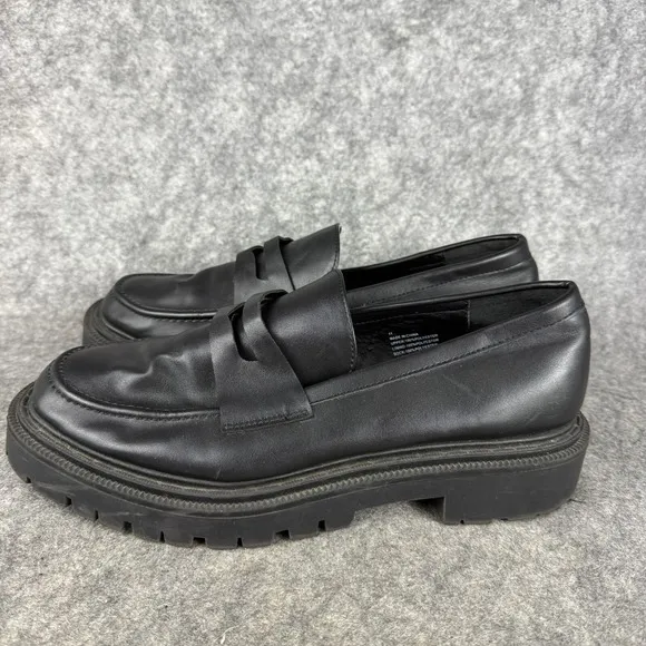 American Eagle Chunky Loafers Womens 11 Black Platform Shoes Academia Lug