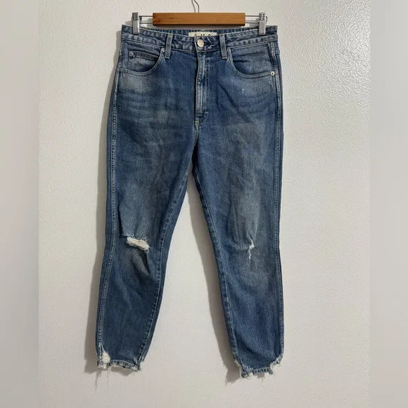 AMO Women’s High Rise Stix Crop Jeans – Size 29, Medium Wash, Distressed