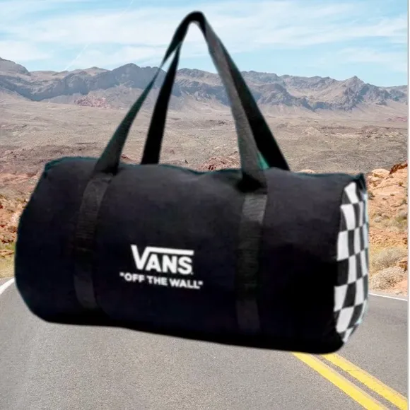 &gt;👧COLLECTORS DUFFEL BAG CHECKER BLACK WHITE ON BOTH SIDES VANS BRAND NEW