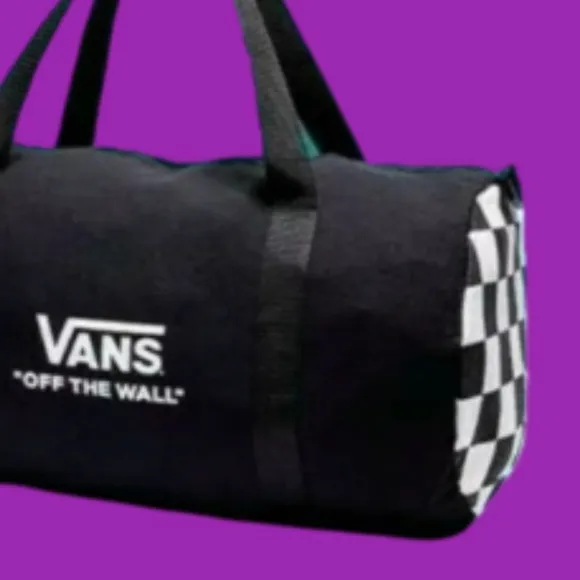 &gt;👧COLLECTORS DUFFEL BAG CHECKER BLACK WHITE ON BOTH SIDES VANS BRAND NEW