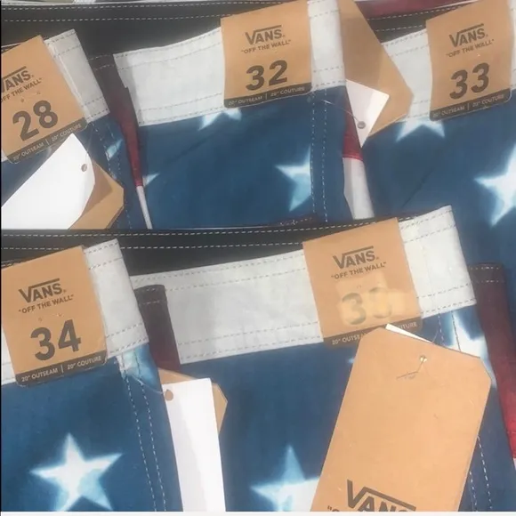 &gt;💙ERA BOARD SHORT USA FLAG TEAM STRIPES STAR WHITE RED BLUE SWIM BRAND NEW VANS