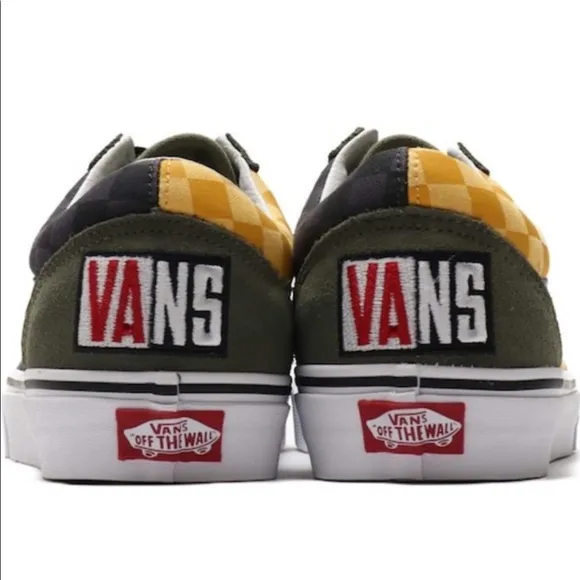&gt;Ⓜ️OLD SKOOL OTW RALLY CHECKER DEEP LICHEN GREEN YELLOW BRAND NEW MENS VANS