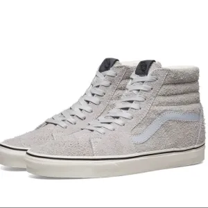 &gt;👤SK8-HI TOP WORLD’S #1 SKATEBOARD HAIRY SUEDE GRAY DOWN WHITE BRAND NEW VANS