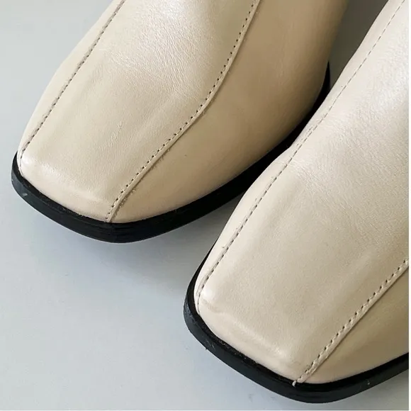ANGEL ALARCON Made In Spain Leather Retro Block Heel Chelsea Boots Cream Size 7