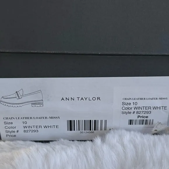 ANN TAYLOR NEW 10 9.5 Chunky Chain Leather Loafers in Winter White • Neutral