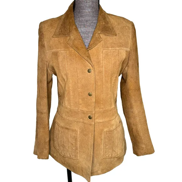 Anonymous John Carlisle Jacket Womens Size L Suede Leather Boho Cottage Y2K