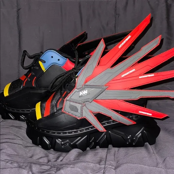 Anthony Wang platform open toed sneakers sz 8.5 with wings cosplay,goth fashion
