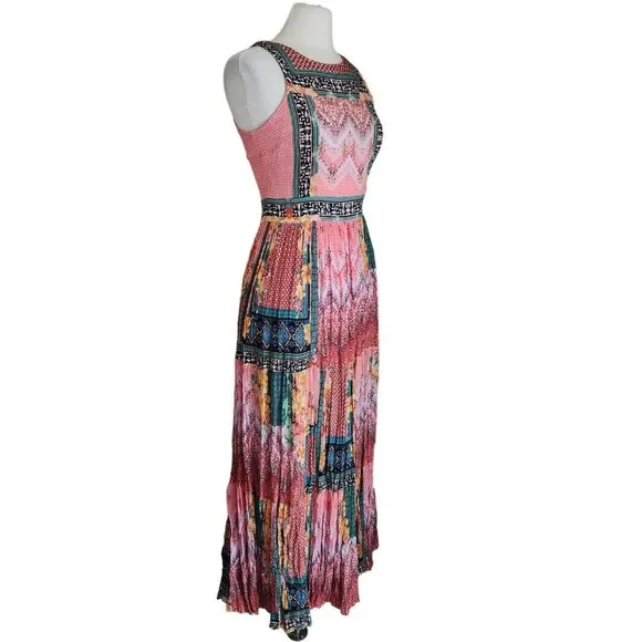 Anthropologie Alessandra Maxi Dress‎ Bhanuni Jyoti Sz 8 Small Boho Beaded Patch