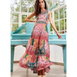 Anthropologie Alessandra Maxi Dress‎ Bhanuni Jyoti Sz 8 Small Boho Beaded Patch