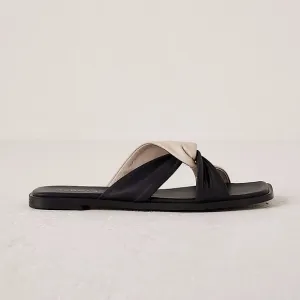 Anthropologie Alohas Nomad Bicolor Leather Sandal in Black &amp; White Size EU 36