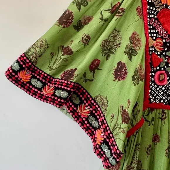 Anthropologie Basil Embroidered Maxi Dress Verb by Pallavi Singhee