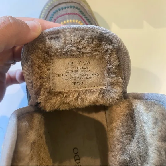 ANTHROPOLOGIE BERNARDO Womens 7.5 Gray Drea Suede Boho Shearling Lined Boots