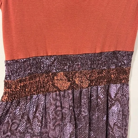 Anthropologie Colima Boho Tiered Snake Print Maxi Dress Size M Petite