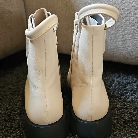 Anthropologie Franco Sarto Ellera Cream Combat Lace-Up Boots Size 6