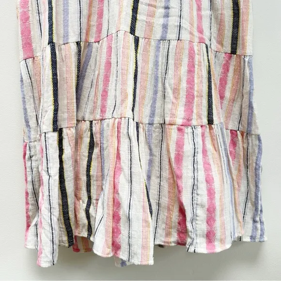 Anthropologie Georgina Tiered Striped Button Front Babydoll Shirt Dress size M
