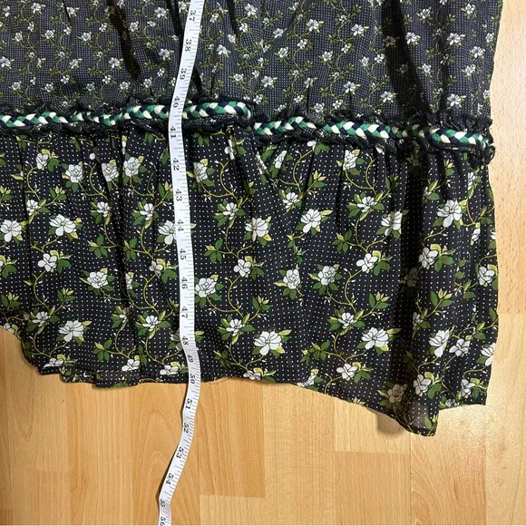 Anthropologie Karoline Tiered Maxi Dress Long Sleeve Ditsy Floral size 14 Boho