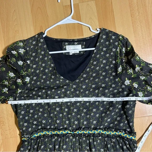 Anthropologie Karoline Tiered Maxi Dress Long Sleeve Ditsy Floral size 14 Boho
