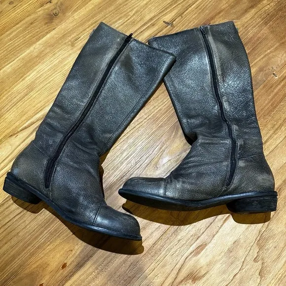 Anthropologie Miss Albright Women’s Pebbled Primped Leather Ruffle Tall Boots