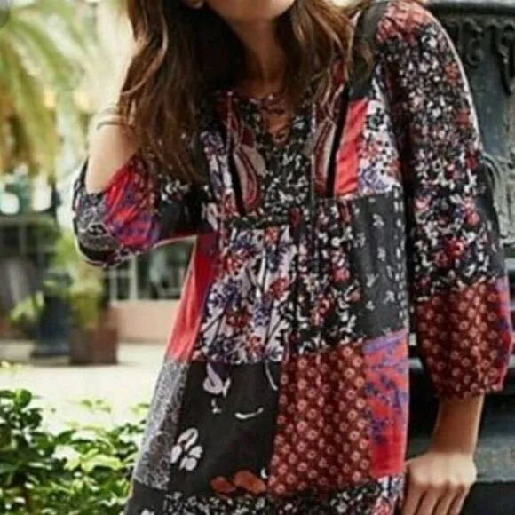 Anthropologie One September Arcata Dress - Patchwork Boho Size Small
