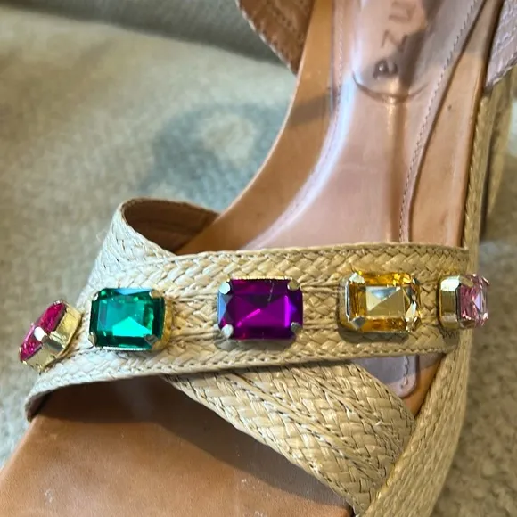 💎Anthropologie Vicenza Boho Elegant Platform Rhinestone Sandals