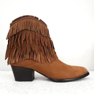 AQUAZZURA Firenze Pocahontas Suede Fringe Heeled Ankle Boots