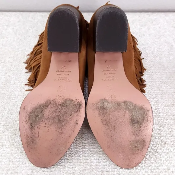 AQUAZZURA Firenze Pocahontas Suede Fringe Heeled Ankle Boots