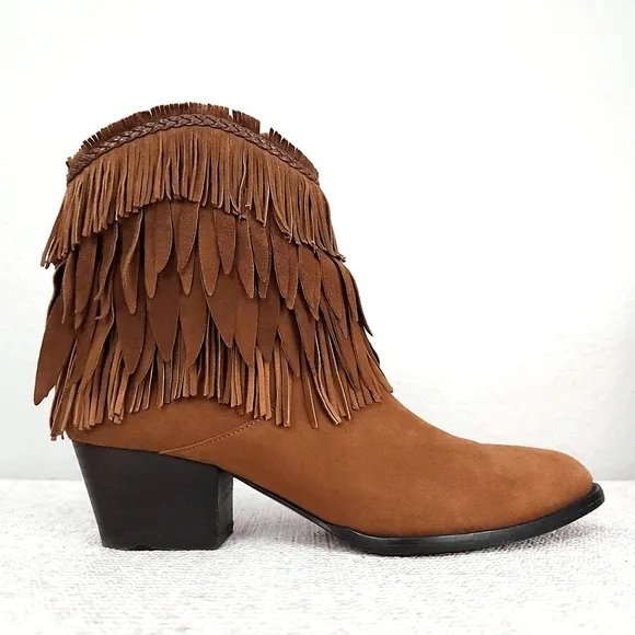 AQUAZZURA Firenze Pocahontas Suede Fringe Heeled Ankle Boots