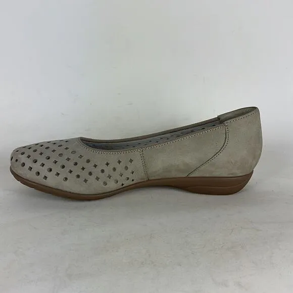 Ara flats women’s size 8 light tan perforated leather slip on minimalist