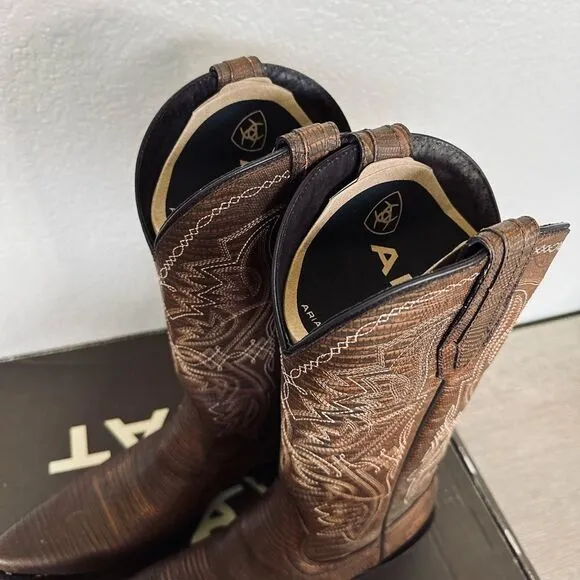 Ariat Alamar Chocolate Brown Lizard Western Cowgirl Cowboy Boots 8.5