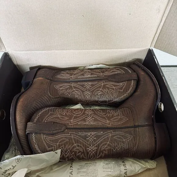 Ariat Alamar Chocolate Brown Lizard Western Cowgirl Cowboy Boots 8.5