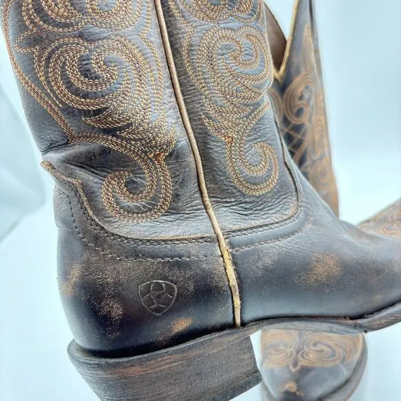Ariat Bright Lights Snip Toe Leather Cowboy Boots Women's 6.5B Western Y2K Boho