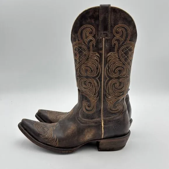Ariat Bright Lights Snip Toe Leather Cowboy Boots Women's 6.5B Western Y2K Boho