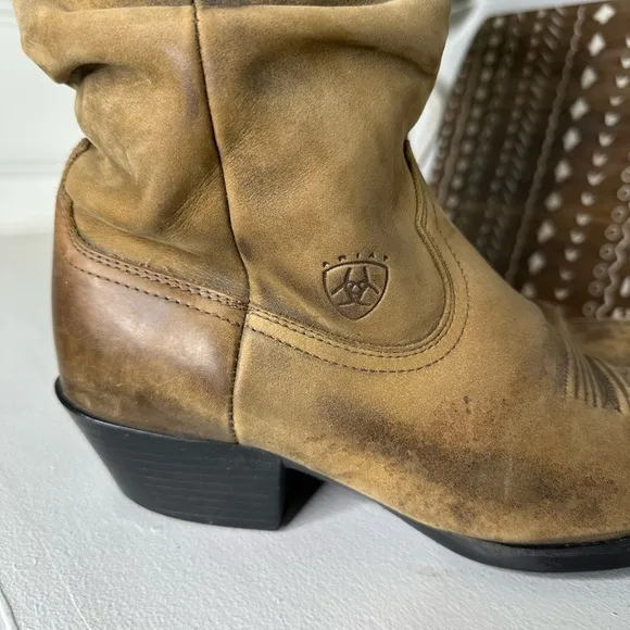 Ariat Brown Distressed Leather Slouchy Western Cowboy Boot Women's - Size 9.5B