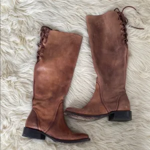 Ariat Brown Lace Up Boots Distressed Leather sz 8.5B Boho Cottage core Western