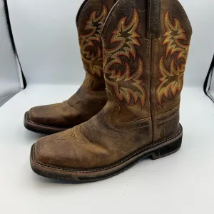 Ariat Brown Western Boots with Floral Stitching