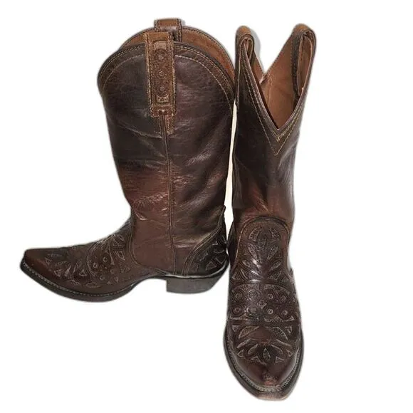 Ariat Women's Brown Tooled Leather Western Cowboy Boots Size 6.5