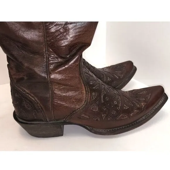 Ariat Women's Brown Tooled Leather Western Cowboy Boots Size 6.5