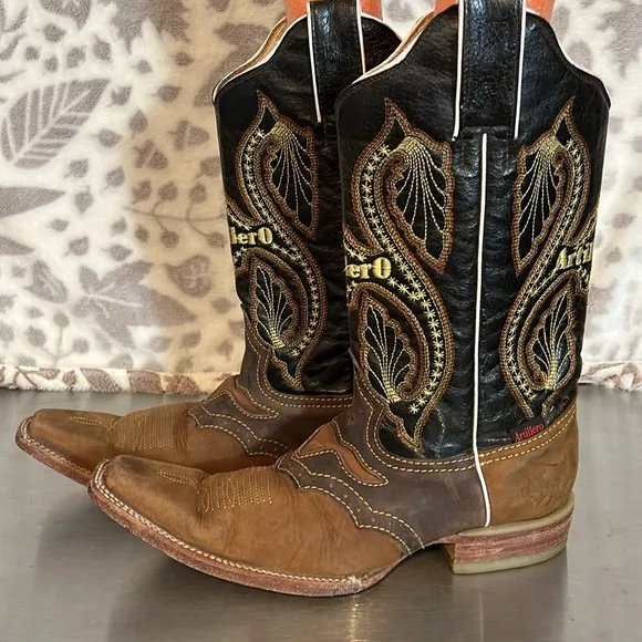 Artillero Botas leather Square toe western cowboy boots size 27.5/9.5