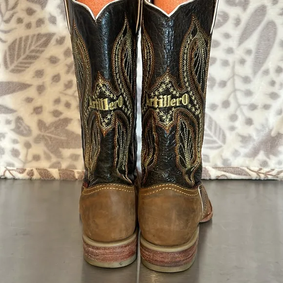 Artillero Botas leather Square toe western cowboy boots size 27.5/9.5