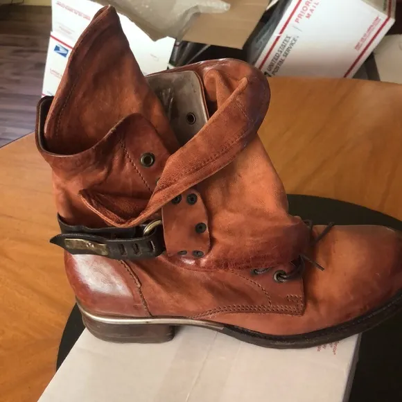 A.S.98 Emerson Italian Zipper Boho Biker Rust Distressed Boots EU41/US10.5 TTS