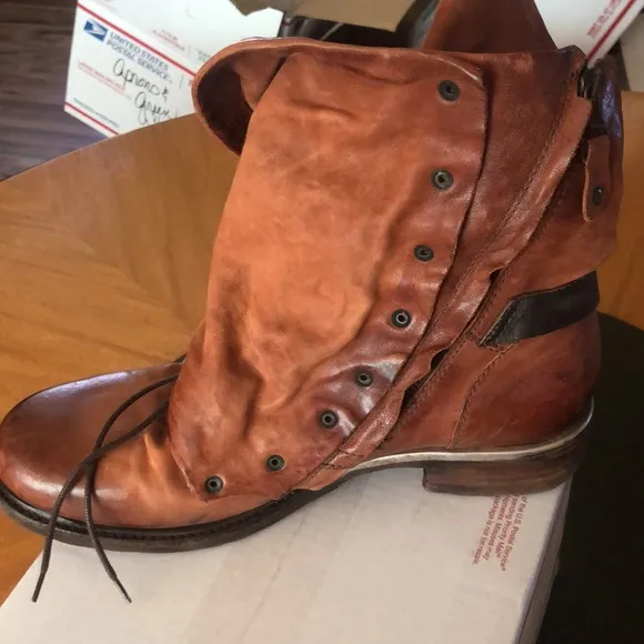 A.S.98 Emerson Italian Zipper Boho Biker Rust Distressed Boots EU41/US10.5 TTS
